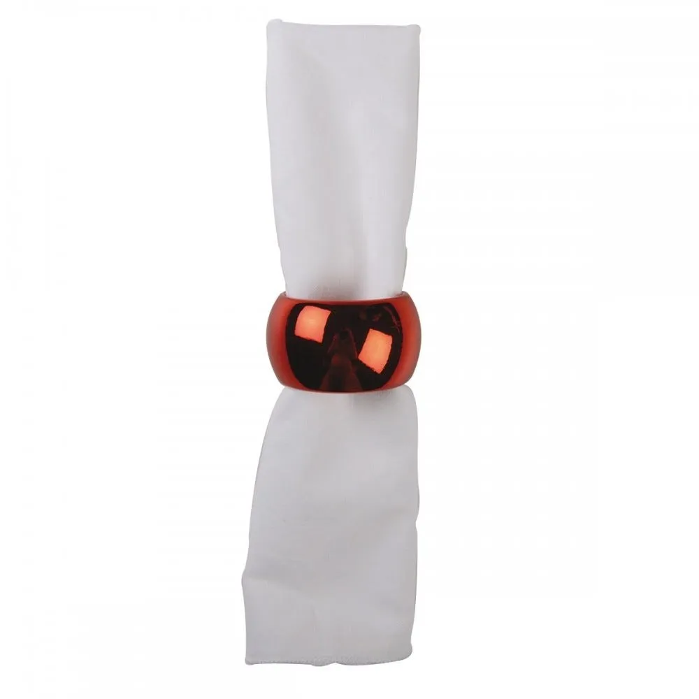 Lot de 4 ronds de serviettes uni rouge