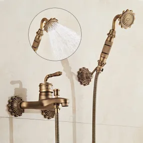 Mitigeur de baignoire en cuivre sculpté européen avec douche à main