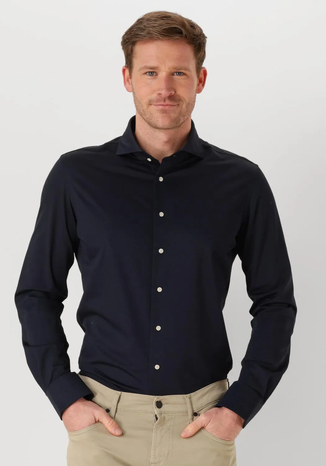profuomo chemise classique shirt x-cutaway japanese knitted bleu foncé