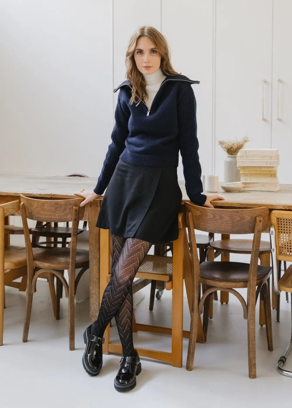 Pull en laine | bleu "navy tanit knitted sweater" Blue femme - Thinking Mu