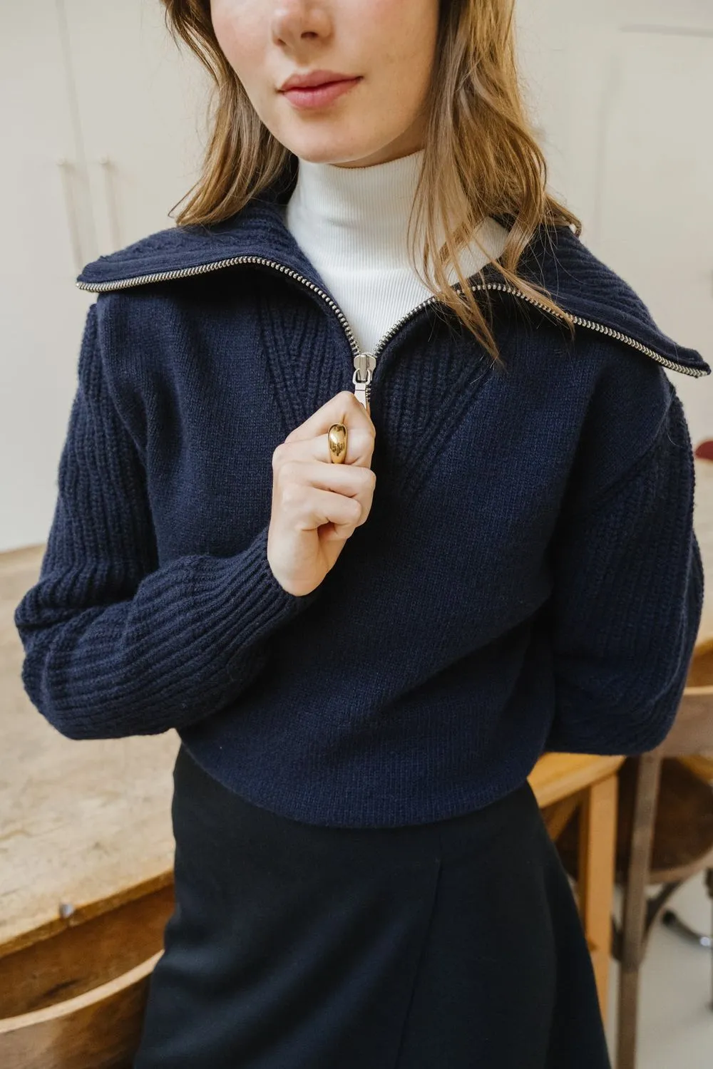 Pull en laine | bleu "navy tanit knitted sweater" Blue femme - Thinking Mu